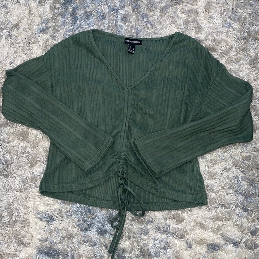 H&M Streetwear Society Green Knotted Top